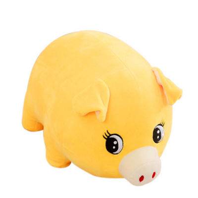 30 ซม. โพลีเอสเตอร์สีชมพูหมูเหลืองยัดตุ๊กตาของเล่นหมอนนอนสัตว์เลี้ยงขนาดใหญ่