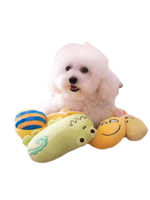 พิซซ่ารูปตุ๊กตาสุนัขของเล่น Vocal Pet Molars Plush Toys ผ้าฝ้าย PP 100%