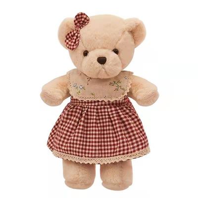 กระโปรงลายสก็อตสีแดงตุ๊กตาหมีน่ากอดตุ๊กตาหมีนุ่มนิ่ม 30cm OEM