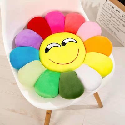 35 * 35 ซม. ดอกทานตะวันที่มีสีสันตุ๊กตาของเล่นตุ๊กตาหมอนเบาะเก้าอี้สำนักงาน