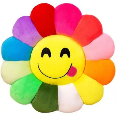 35 * 35 ซม. ดอกทานตะวันที่มีสีสันตุ๊กตาของเล่นตุ๊กตาหมอนเบาะเก้าอี้สำนักงาน