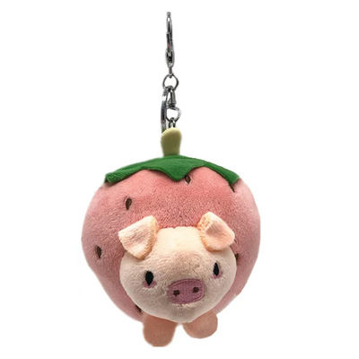 10cm Cartoon Strawberry Animal Face Keychain ของเล่นตุ๊กตาสำหรับกุญแจรถ Car