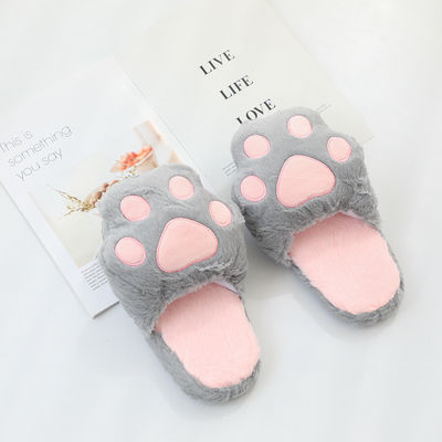 Non Slip 25cm Cat paw Shape Kids รองเท้าแตะตุ๊กตา