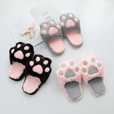 Non Slip 25cm Cat paw Shape Kids รองเท้าแตะตุ๊กตา