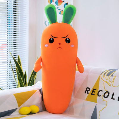 ล้างทำความสะอาดได้ Super Soft Emulation แครอทยัดไส้ผักของเล่น OEM / oDM Plush toy