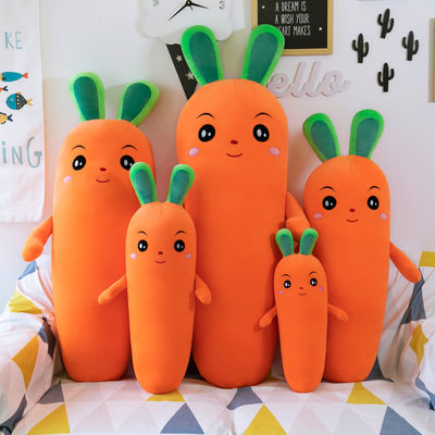 ล้างทำความสะอาดได้ Super Soft Emulation แครอทยัดไส้ผักของเล่น OEM / oDM Plush toy