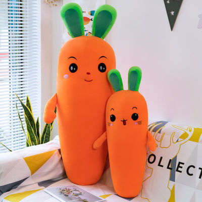 ล้างทำความสะอาดได้ Super Soft Emulation แครอทยัดไส้ผักของเล่น OEM / oDM Plush toy