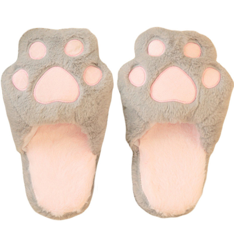 Non Slip 25cm Cat paw Shape Kids รองเท้าแตะตุ๊กตา